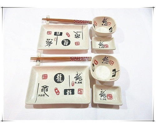 Set Sushi Porcelana X 2 Personas - Piezas Japon China Corea