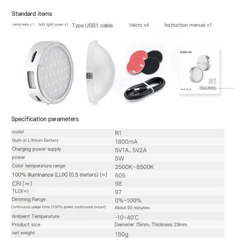 Luz De Relleno Led,cámara A Todo Color Rgb,compacta Portátil