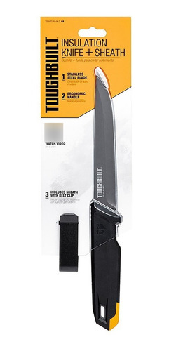 Cuchillo Con Funda Para Corte De Aislamiento Toughbuilt Color Negro