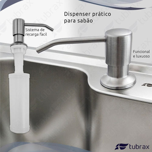 Imagem 3 de 8 de Cuba Pia Cozinha Gourmet Aço Inox Tubrax 50x40 C/ Acessórios
