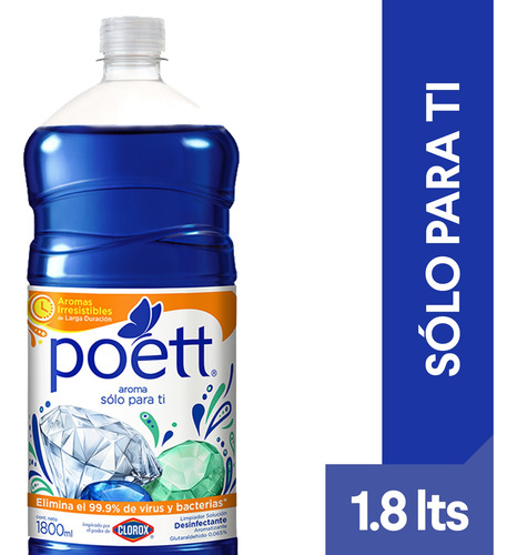 Imagen 1 de 2 de Limpiador Desinfectante De Pisos Poett Sólo Para Ti 1800 Ml
