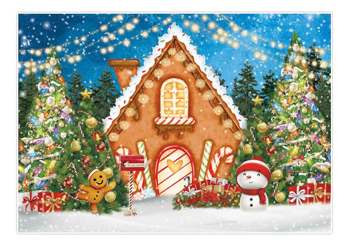 Allenjoy 7x5ft Gingerbread House Backdrop Pine Tree Gifts De