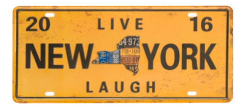 Placa De Carro Decor Em Madeira State Route - New York