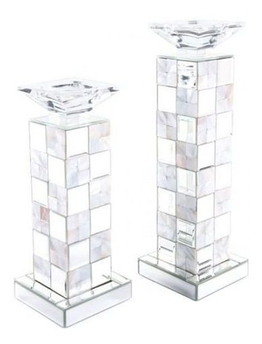 Portavela Modelo Squares Chico - Plata Këssa Muebles Color Vidrio
