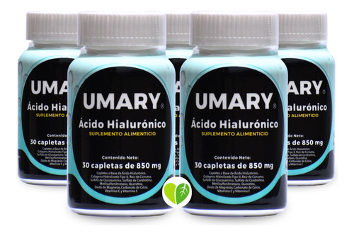 Kit De 5 Frascos De Ácido Hialurónico Umary- 30 Tabs Sabor Sin Sabor