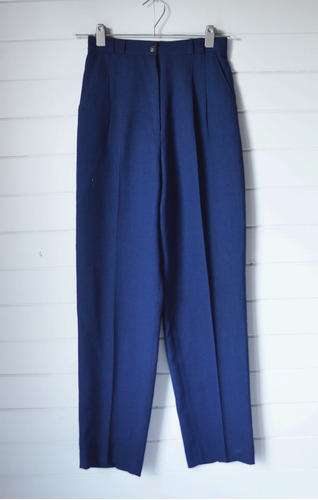 Pantalon Mujer Retro Azul Oscuro Talle 34/36 Tiro Alto Impec