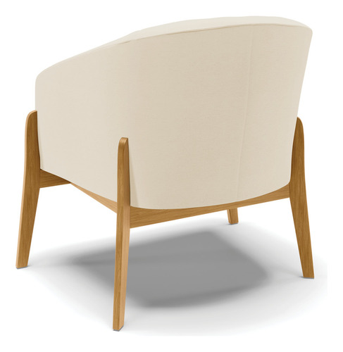 Poltrona Stella Linho Base Madeira Castanho - D'rossi Cor A19 Bege