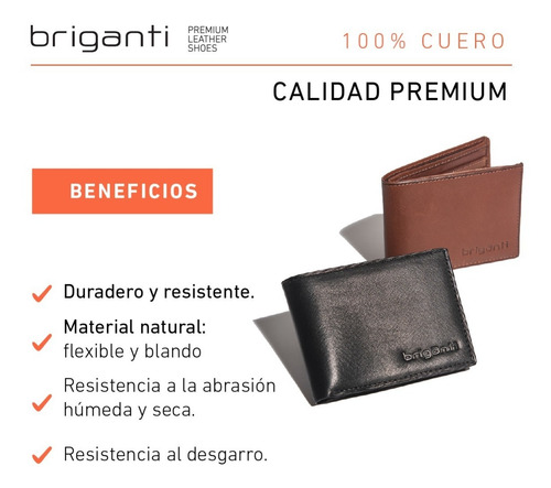 Imagen 7 de 10 de Billetera Cuero Hombre Briganti Tarjeteros Casual Acc61791