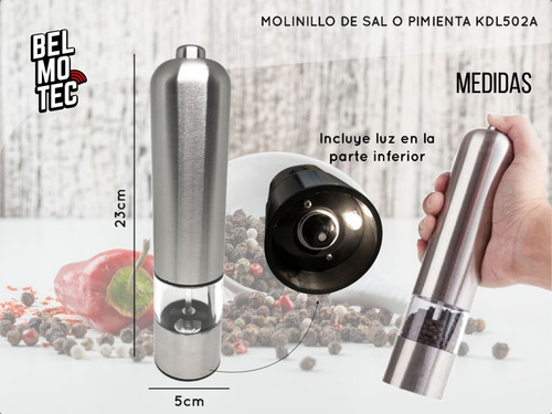 Molinillo Eléctrico Pimentero Sal Pimienta Salero Acero