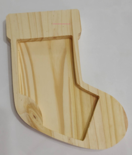 Figura Madera Pino Cuenco Bota Navidad Grande 26cm 