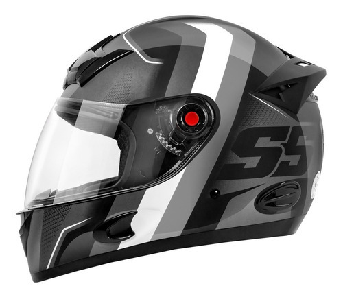 Capacete Moto Fechado Mixs Mx5 Super Speed + Narigueira Tamanho Do Capacete 60 Cor Preto Cinza Brilhante Desenho Ss