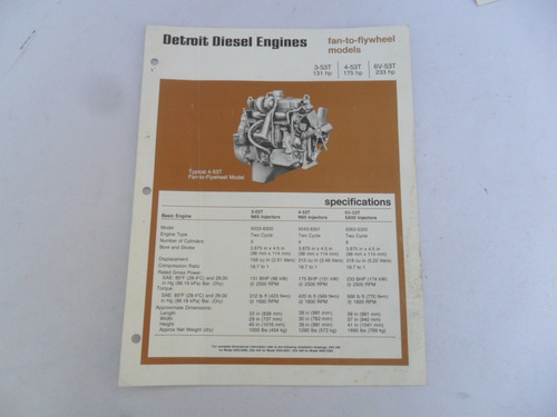 Folleto Catalogo Manual Detroit Diesel Engines Antiguo Gm