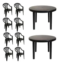 Comprar Kit 2 Mesas Redonda Plástico Desmontável E 8 Cadeiras Bistrô