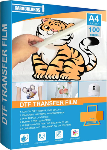 Película De Transferencia Dtf 100 Hojas A4 Pet Papel D...