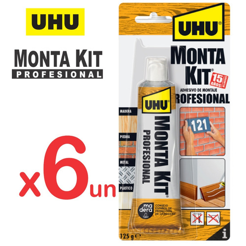 6 Uhu Montakit 115g Profesional Adhesivo De Montaje Fijación