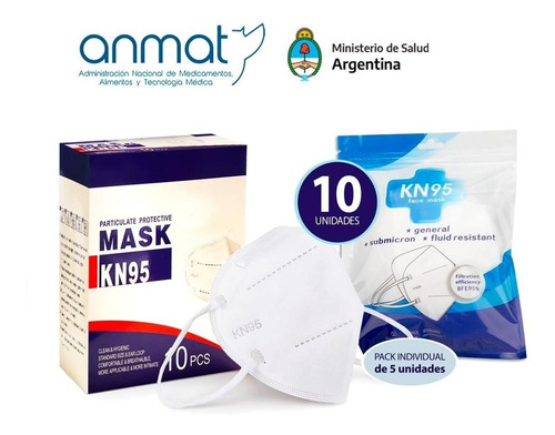 Pack X 10 Barbijos Mascara Kn Antibacterial 95%