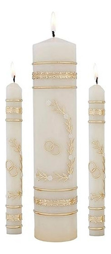 Juego De Velas De Boda Hechas A Mano 3 Piezas Flores Anillos