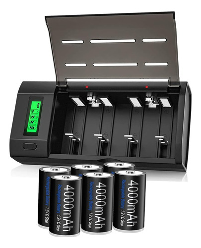 ~? Palowextra Premium Recargable C Cell Baterías Con Cargado