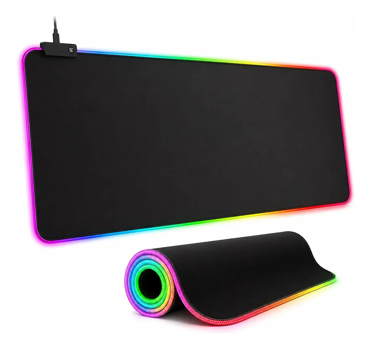 RGB Mouse Pad Gamer 300x800x4mm XL Luz Led Tapete para maus con Base de Goma Antideslizante Alfombrilla Mouse Free Wolf Tec0052-1 Alfombrilla Raton Negro