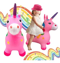 Comprar Montable Caballito Unicornio Inflable Brinca Luz Sonido Rosa