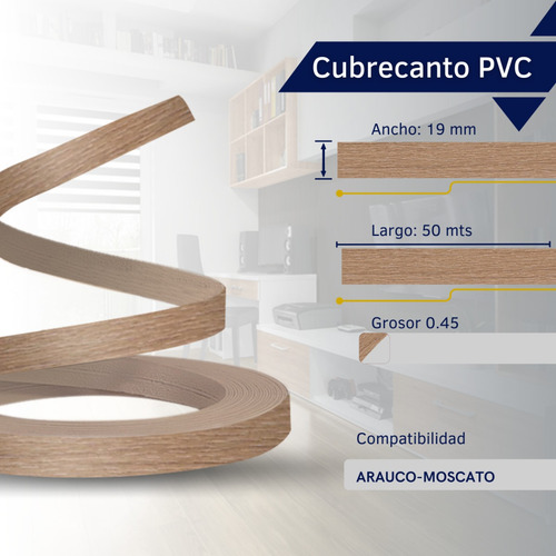 Cubre Canto Pvc .45 Moscato 19 Mm X 50 Mts***