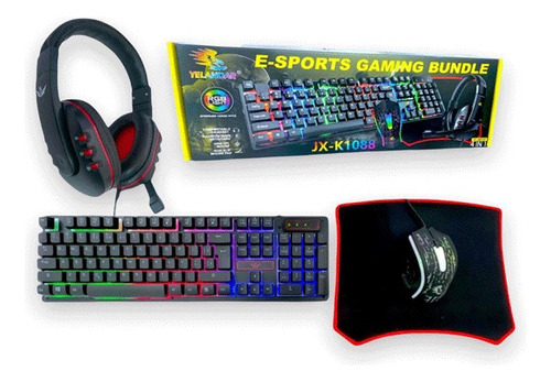 Kit Gamer 4 En 1 Teclado Y Mouse Rgb, Audífonos Y Mousepad 