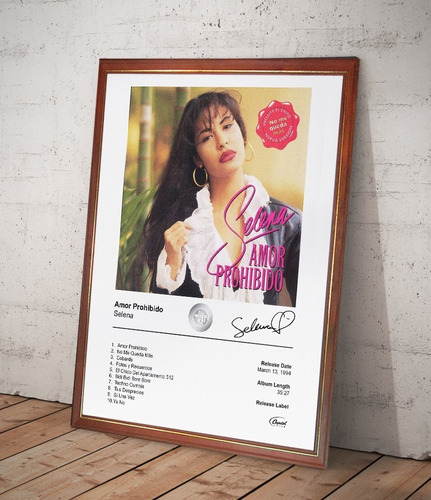 Selena Quintanilla Poster Album Amor Prohibido En Cuadro 