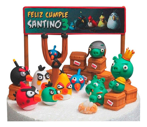 Angry Birds Combo En Porcelana Fria Adorno Torta, Souvenirs