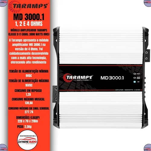 Módulo Taramps Md3000 W Rms 4 Ohm Compact Md 3000 | Parcelamento