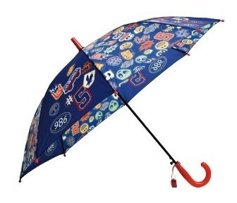 Imagen 2 de 4 de Paraguas Infantil Con Silbato Lluvia Camuflado Emoji Footy