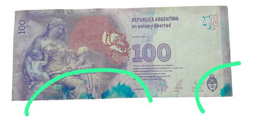 Billete De 100 Pesos Con Error Manchas Azules