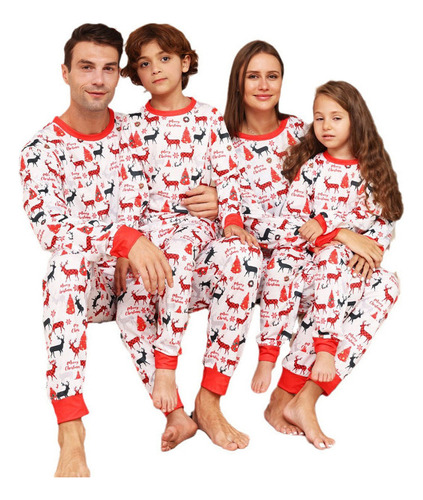 Pijama Familiar Con Estampado De Cartas Navideñas, 2 Unidade