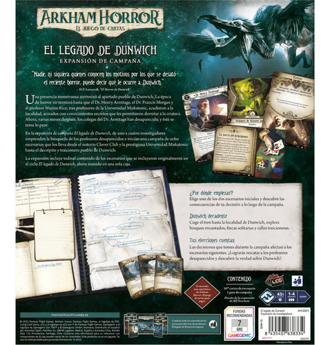 Arkham Horror Lcg El Legado De Dunwich Campaña Juego De Mesa