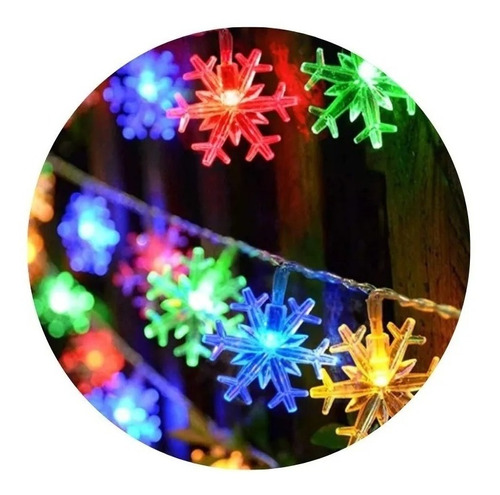 Tira Guirnalda Led Navidad Copos De Nieve Multicolor 3.5m 