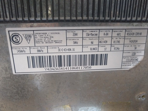 Repuesto Heladera General Electric Rege 420 Cdmi14b (Usado)