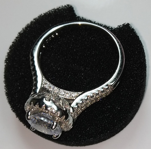 Imagen 2 de 8 de Anillo De Compromiso Plata + Baño Oro Blanco Diamante Cultiv