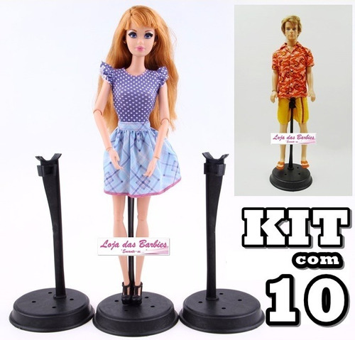 Suporte Pedestal Para Boneca Barbie Ken Susi Preto Clássico