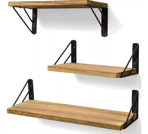 Kit X3 Repisas Flotantes De Madera Multipropósito