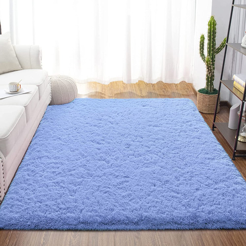 Alfombra Ultra Suaves Esponjosas Para Dormitorio Azul