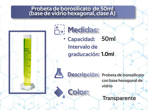 Probeta De Vidrio Graduada De 50 Ml Base Hexagonal