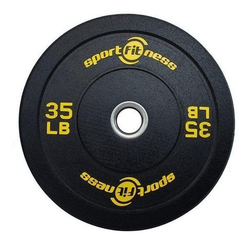 Disco Olímpico 35 Lbs En Caucho Sportfitness Macizo Premium