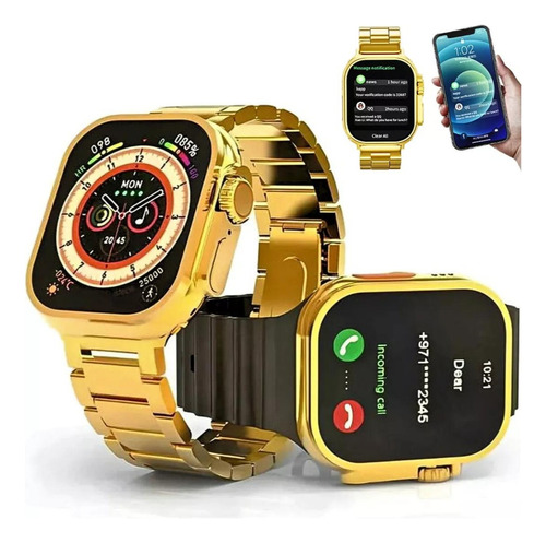 Relógios Smartwatch Feminino Gold Luxo + Pulseiras Brinde Nf