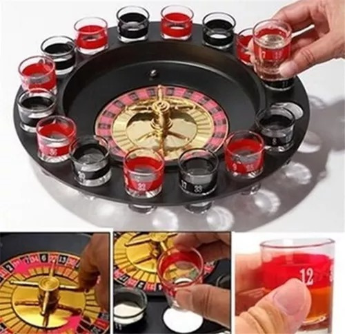 Juego Para Beber Licor Ruleta 16 Copas Vidrio Casino