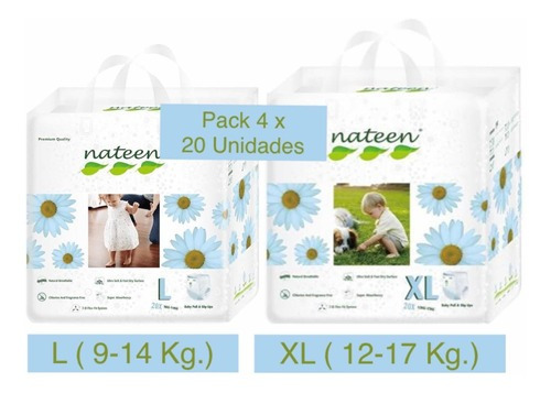 Pañales Nateen baby pull slip ups sin género  XL ( 12 - 17 Kg.)Pañales Nateen baby pull slip ups sin género XL ( 12 - 17 Kg.)