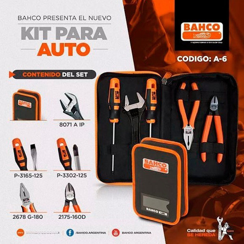 Imagen 2 de 7 de Juego De Herramientas Para Auto 6 Piezas Bahco A-6