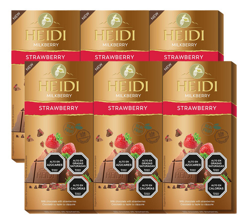 Pack 6 Tableta De Chocolate Heidi Milkberry Strawberry 80g