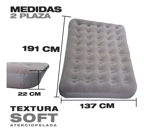 Colchon Inflable 2 Plazas Camping Vinilo Resistente Apolo