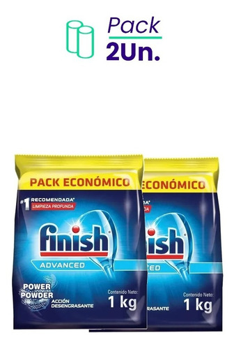 Detergente Lavavajillas Finish Advanced Polvo 1kg - Pack X2u