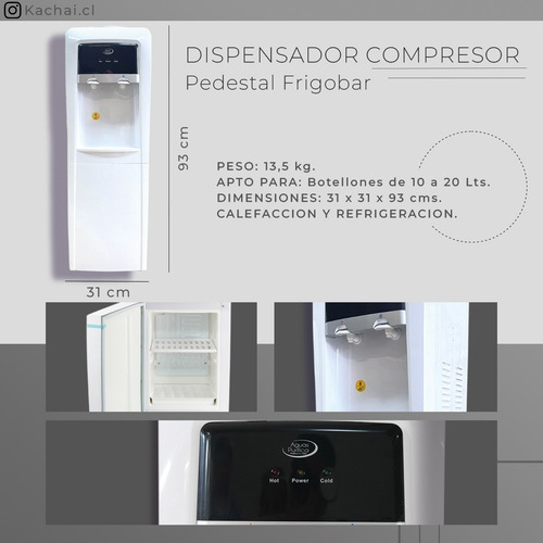 Imagen 5 de 7 de Dispensador Compresor Pedestal Frigobar Agua Fría Y Caliente