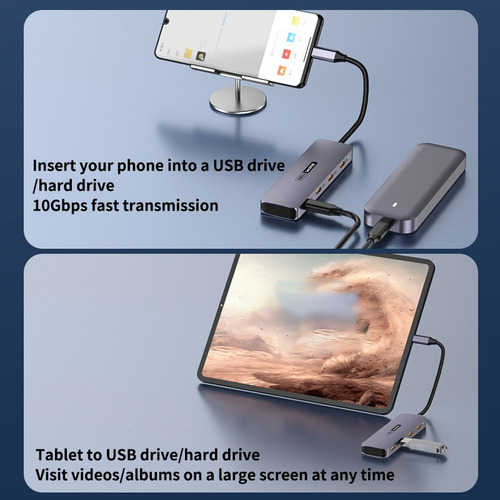 Adaptador Usb 3.2 10gbps Hub Tipoc Multipuerto Puertos Usb C